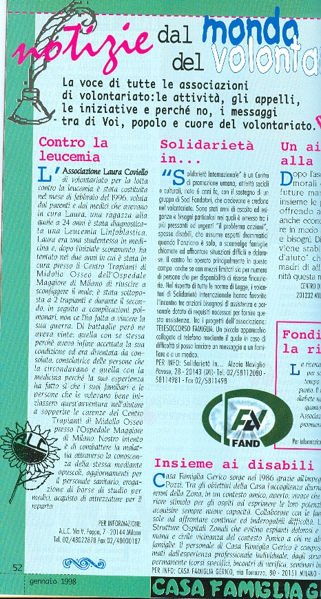 Articolo sull’Associazione Laura Coviello, rassegna stampa 3 di 21