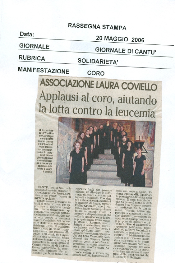 Articolo sull’Associazione Laura Coviello, rassegna stampa 5 di 21