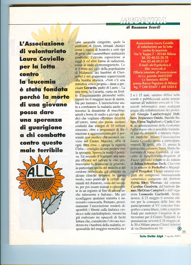 Articolo sull’Associazione Laura Coviello, rassegna stampa 14 di 21