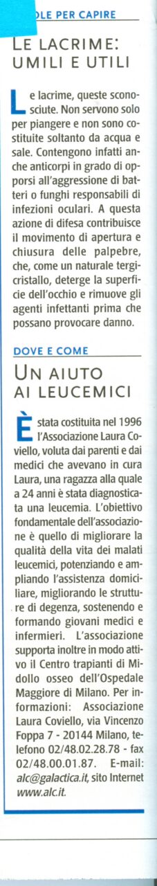 Articolo sull’Associazione Laura Coviello, rassegna stampa 21 di 21