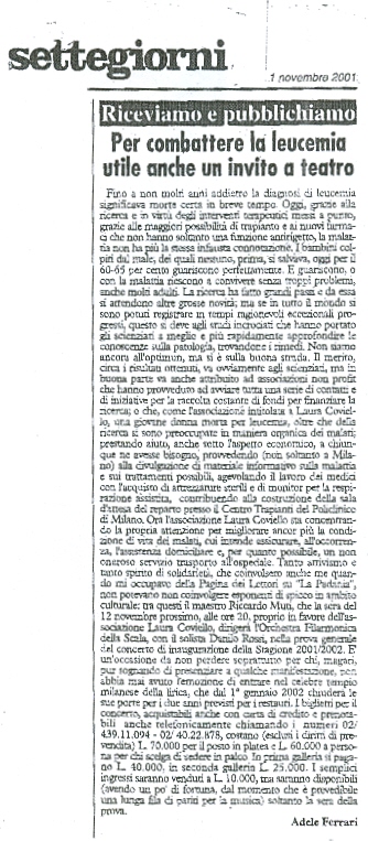 Articolo sull’Associazione Laura Coviello, rassegna stampa 18 di 21